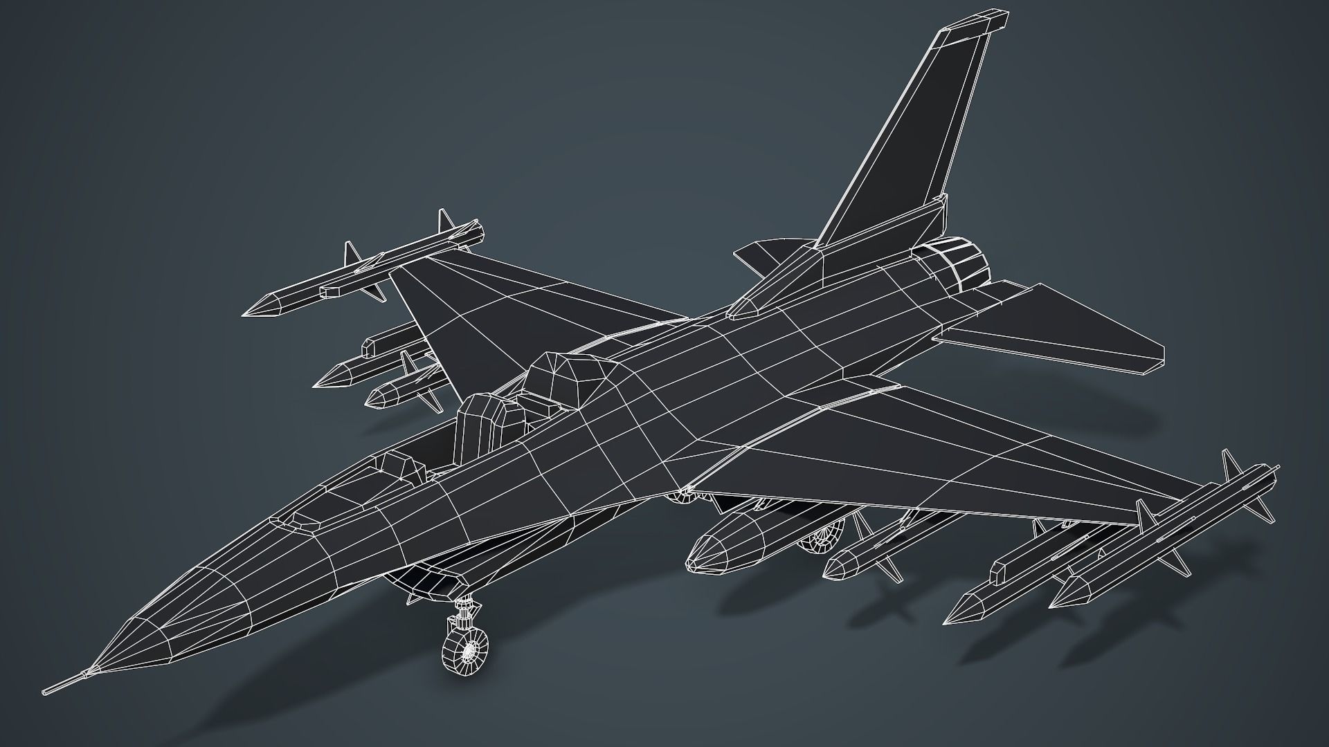 Stylized F-16 Falcon Low Poly Mobile Ready Low-poly 3D model_15