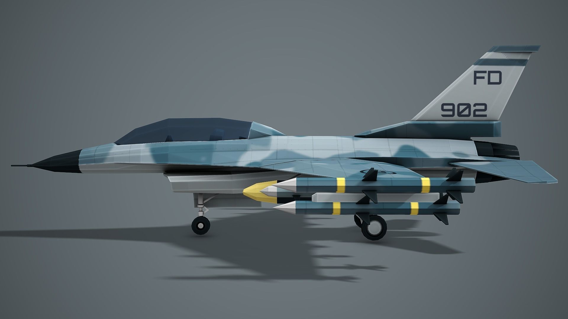 Stylized F-16 Falcon Low Poly Mobile Ready Low-poly 3D model_4