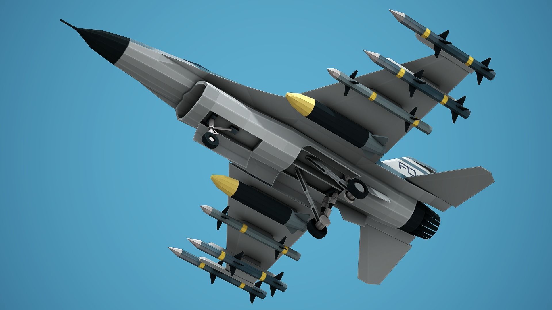 Stylized F-16 Falcon Low Poly Mobile Ready Low-poly 3D model_9