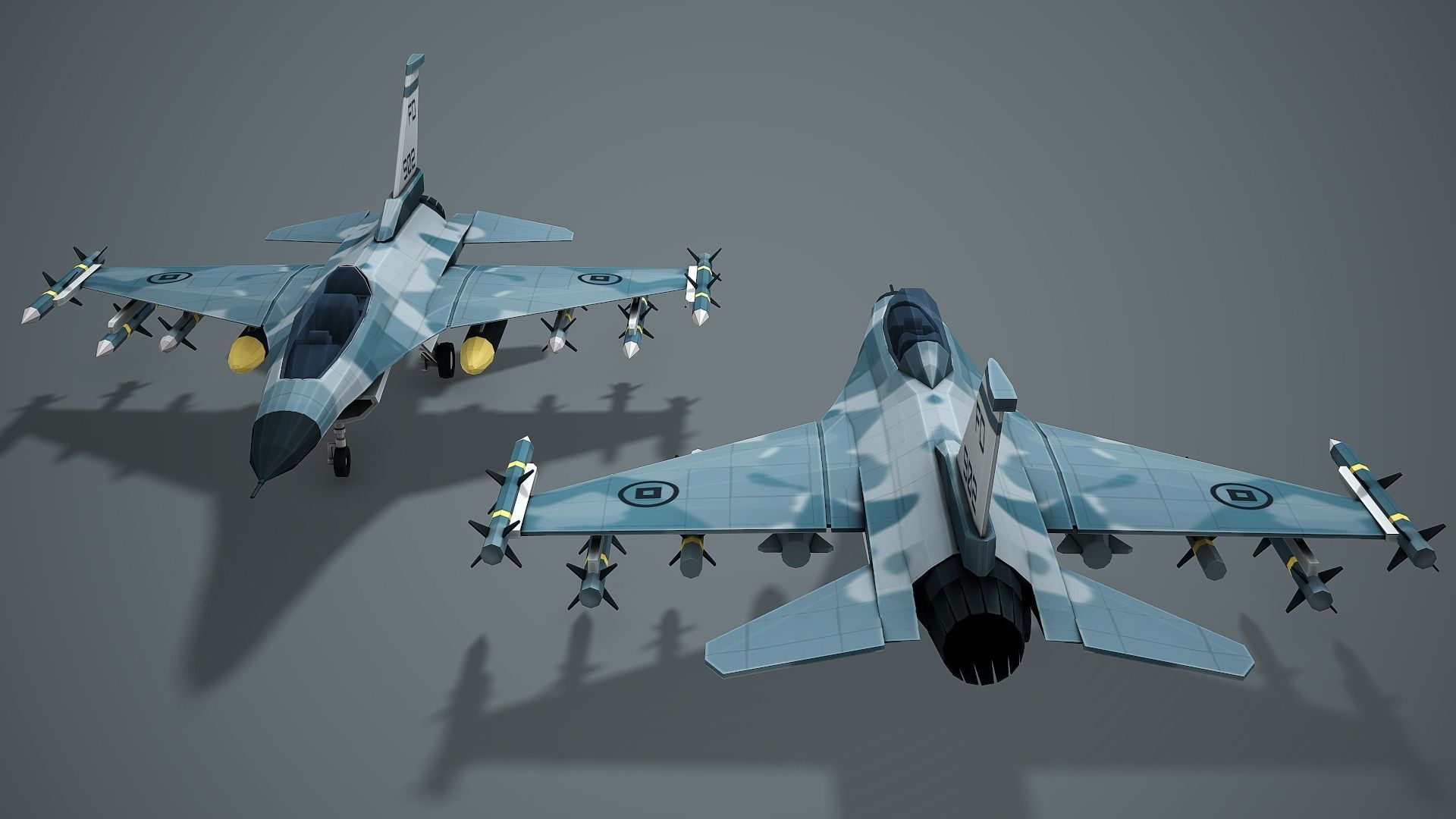 Stylized F-16 Falcon Low Poly Mobile Ready Low-poly 3D model_5