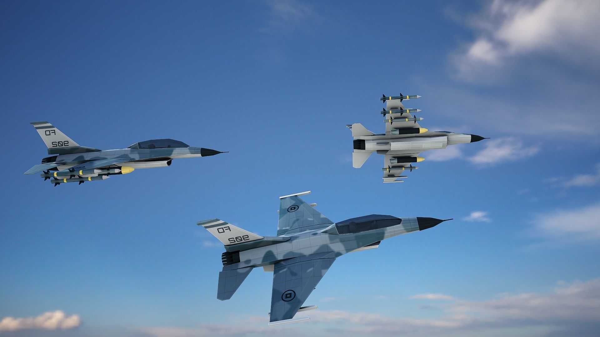 Stylized F-16 Falcon Low Poly Mobile Ready Low-poly 3D model_14