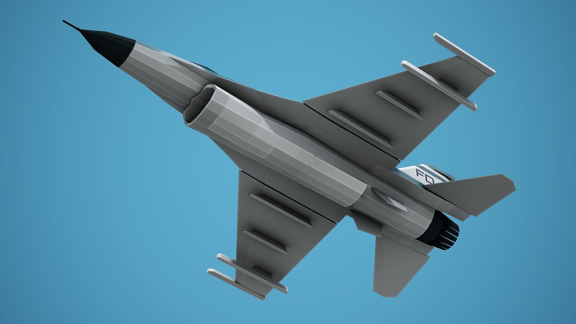 Stylized F-16 Falcon Low Poly Mobile Ready Low-poly 3D model_12