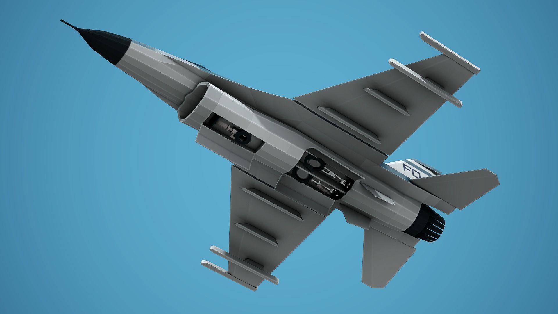 Stylized F-16 Falcon Low Poly Mobile Ready Low-poly 3D model_11