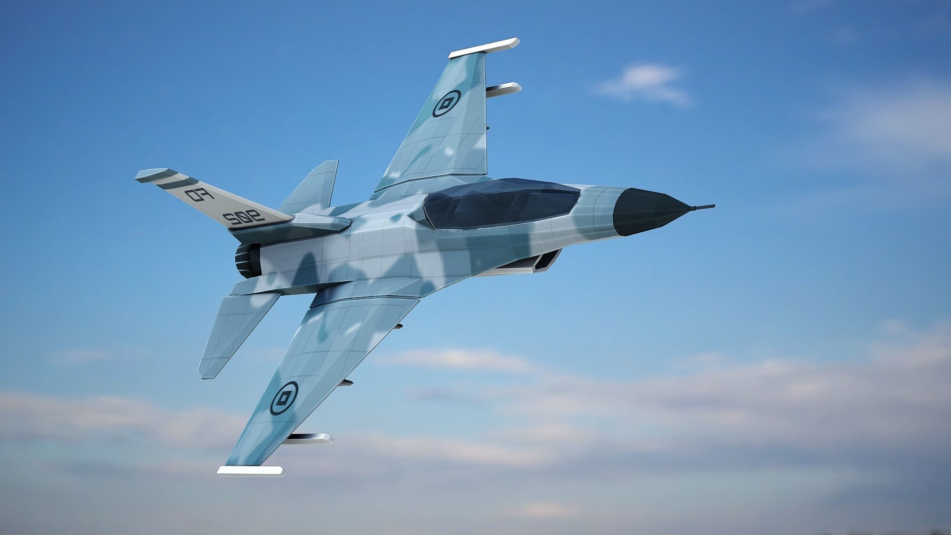 Stylized F-16 Falcon Low Poly Mobile Ready Low-poly 3D model_1