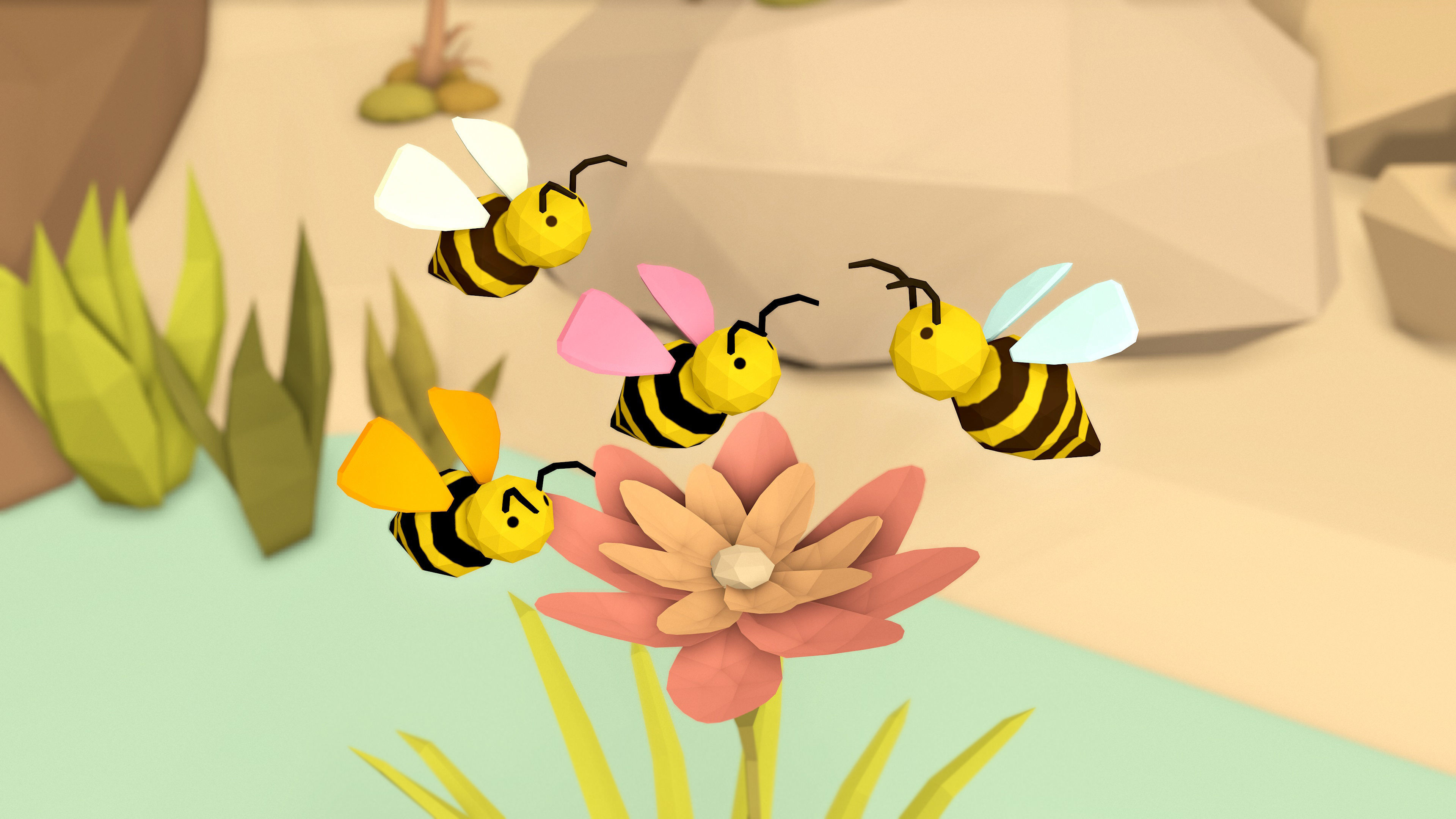 Cartoon Bees -LOW POLY Low-poly 3D model_3