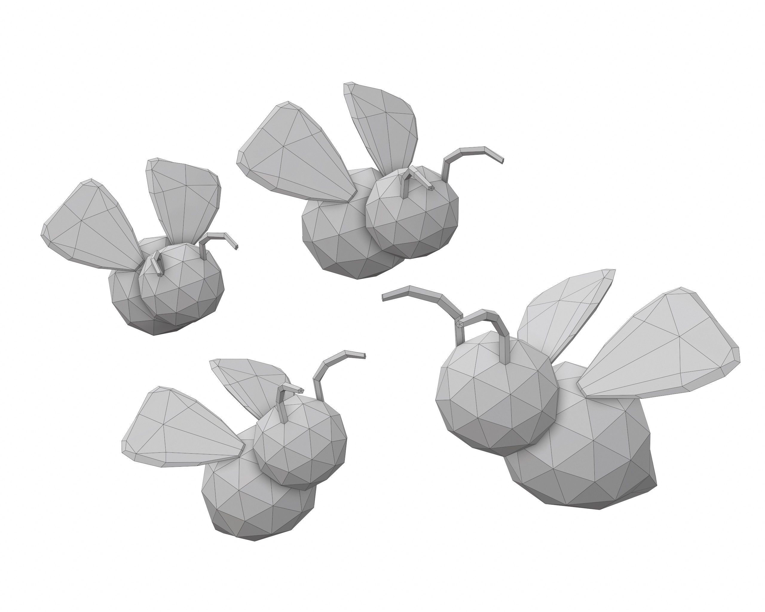 Cartoon Bees -LOW POLY Low-poly 3D model_9