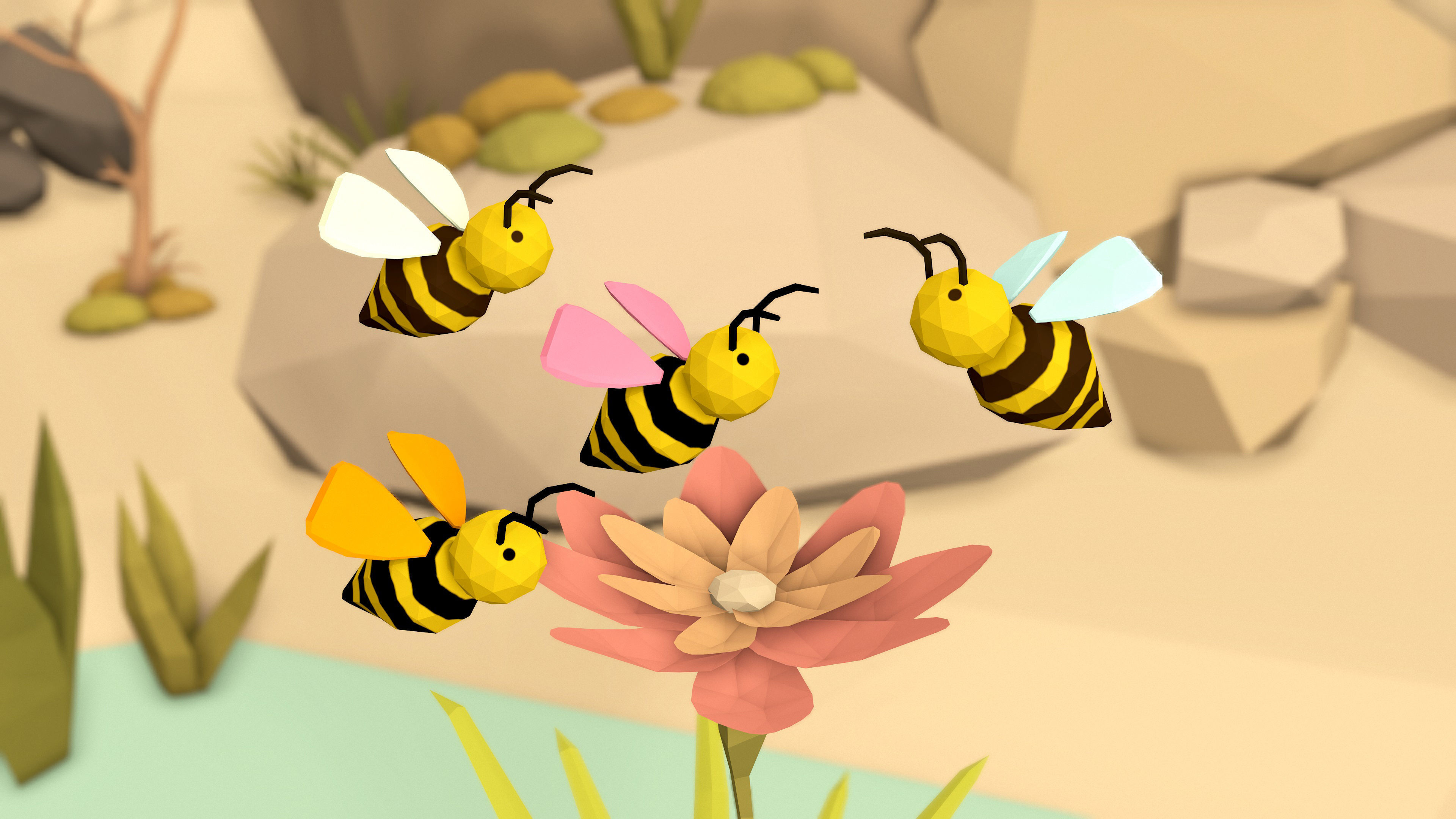 Cartoon Bees -LOW POLY Low-poly 3D model_4