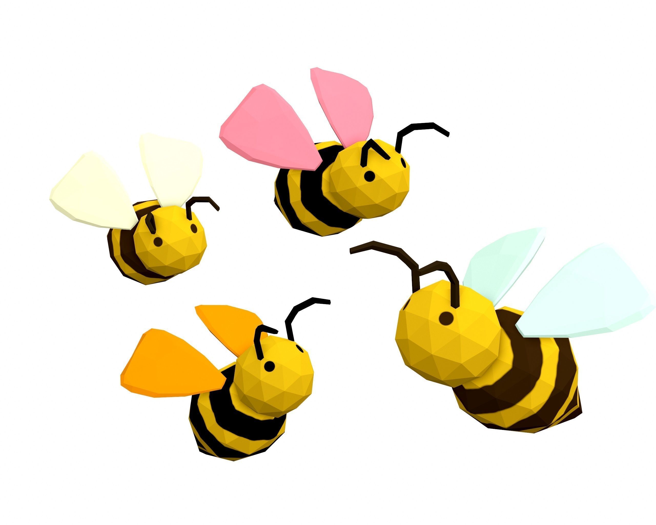 Cartoon Bees -LOW POLY Low-poly 3D model_1