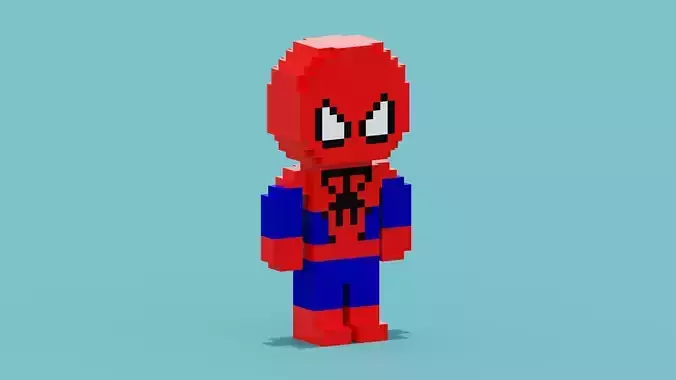 Voxel Spiderman Low-poly 3D model