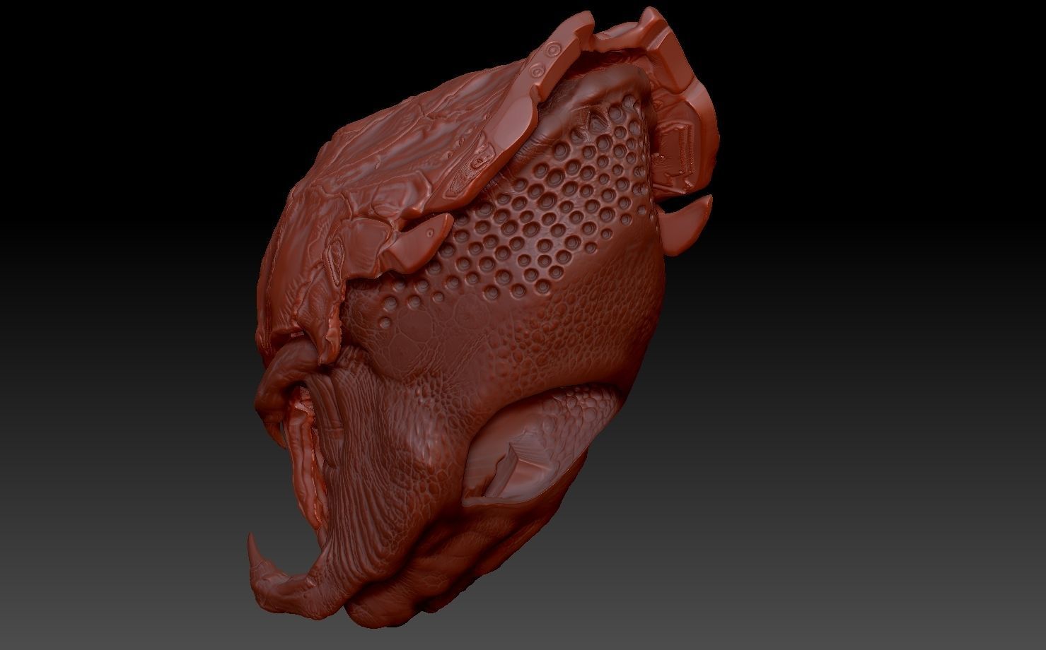 feral Predator PREY helmet and head combo 3D print model_3