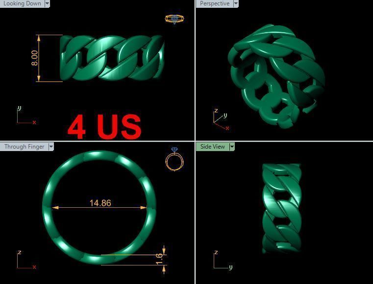 Link Chain Ring full size 4-12 US 3D print model_5