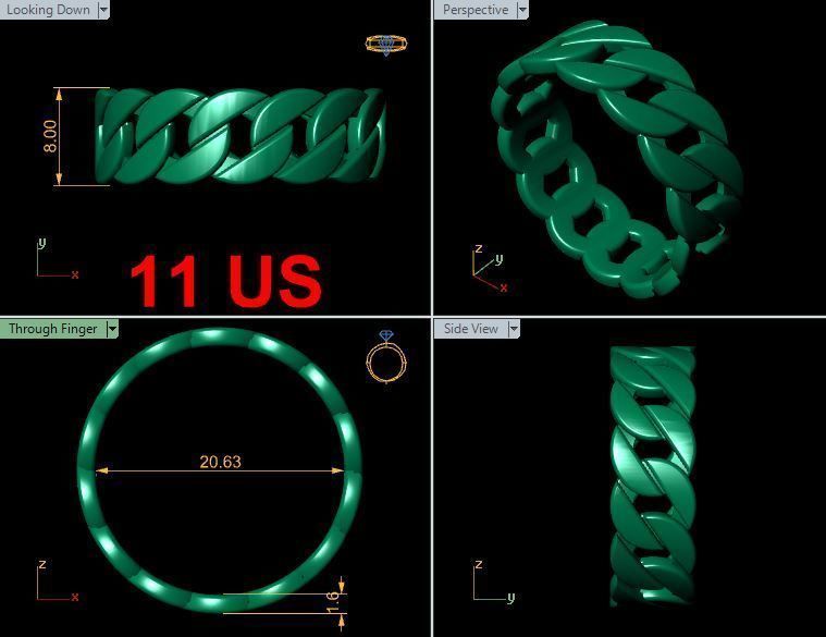 Link Chain Ring full size 4-12 US 3D print model_20