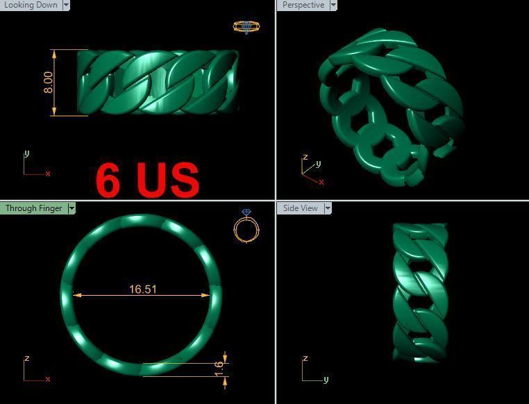 Link Chain Ring full size 4-12 US 3D print model_10