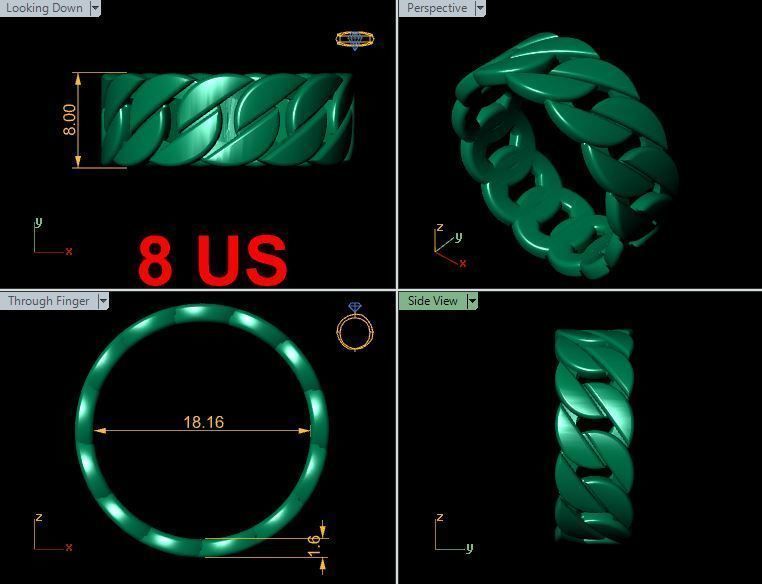 Link Chain Ring full size 4-12 US 3D print model_14