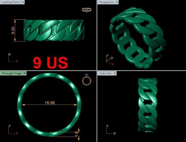 Link Chain Ring full size 4-12 US 3D print model_16