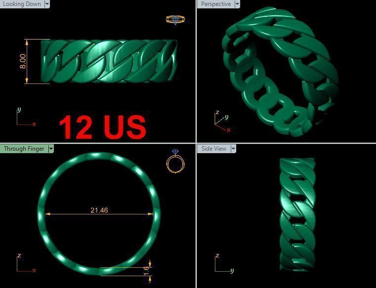 Link Chain Ring full size 4-12 US 3D print model_22