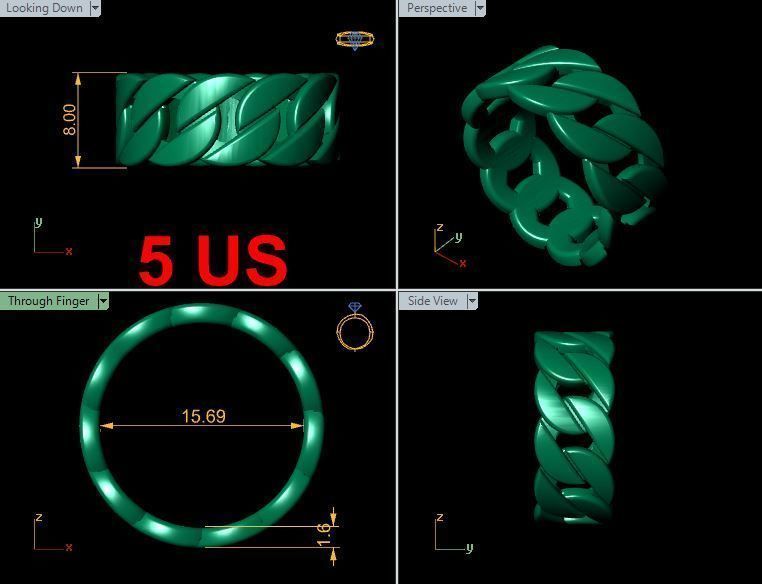 Link Chain Ring full size 4-12 US 3D print model_8