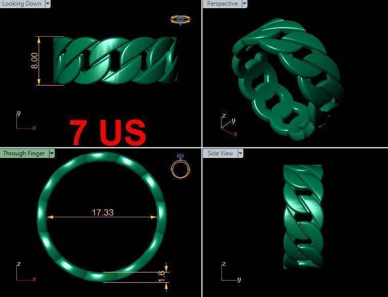 Link Chain Ring full size 4-12 US 3D print model_12