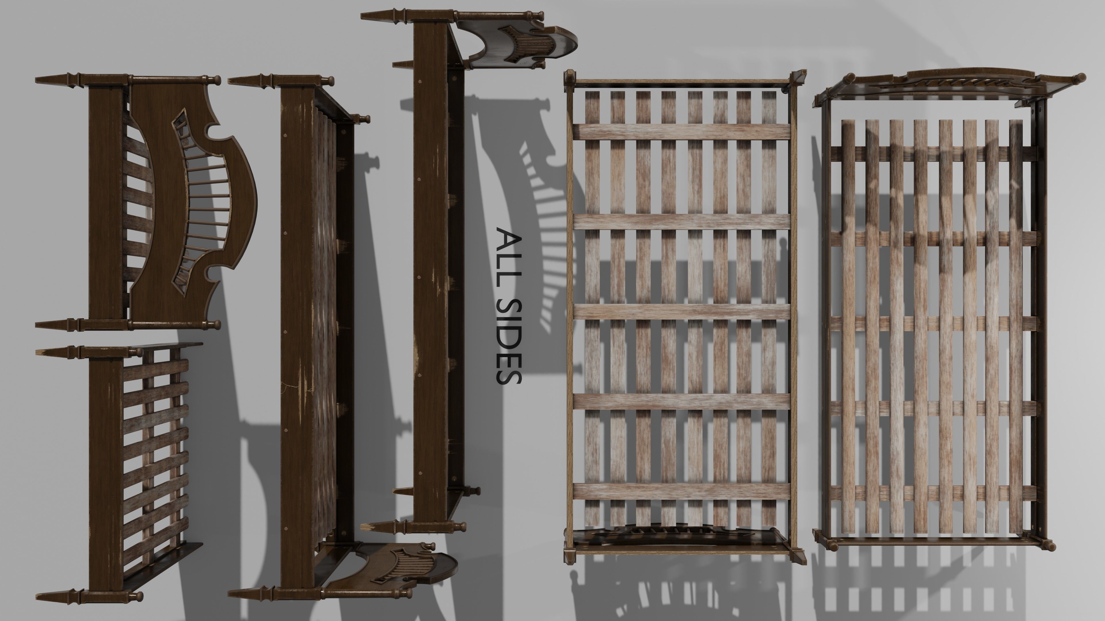 Old Bed Modular Low-poly 3D model_17