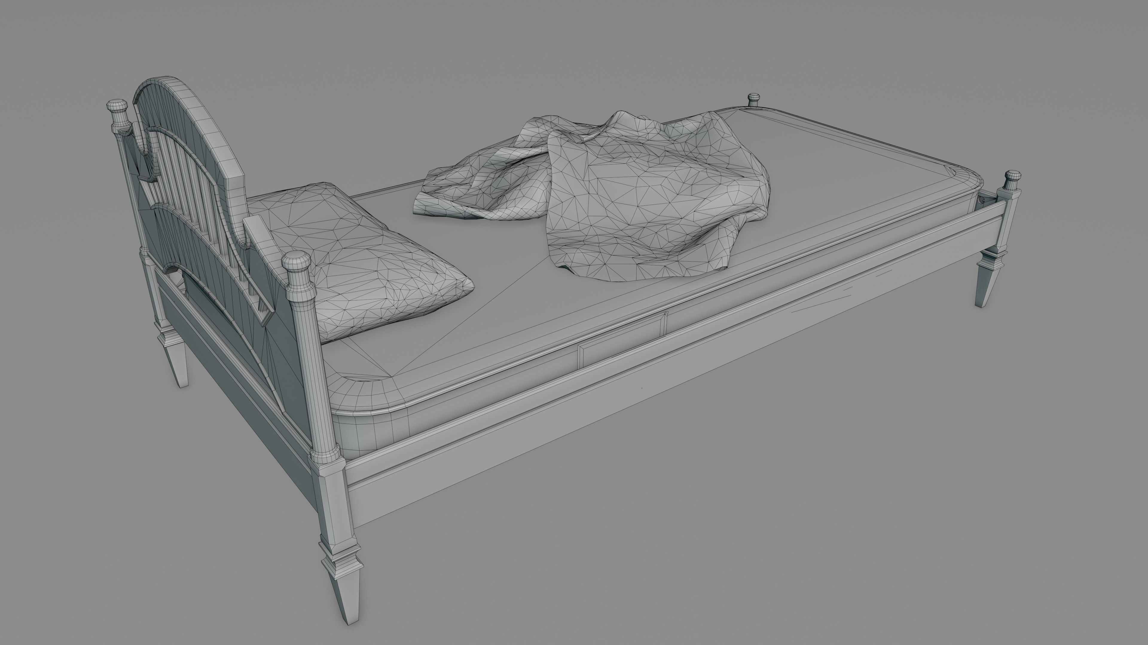 Old Bed Modular Low-poly 3D model_30
