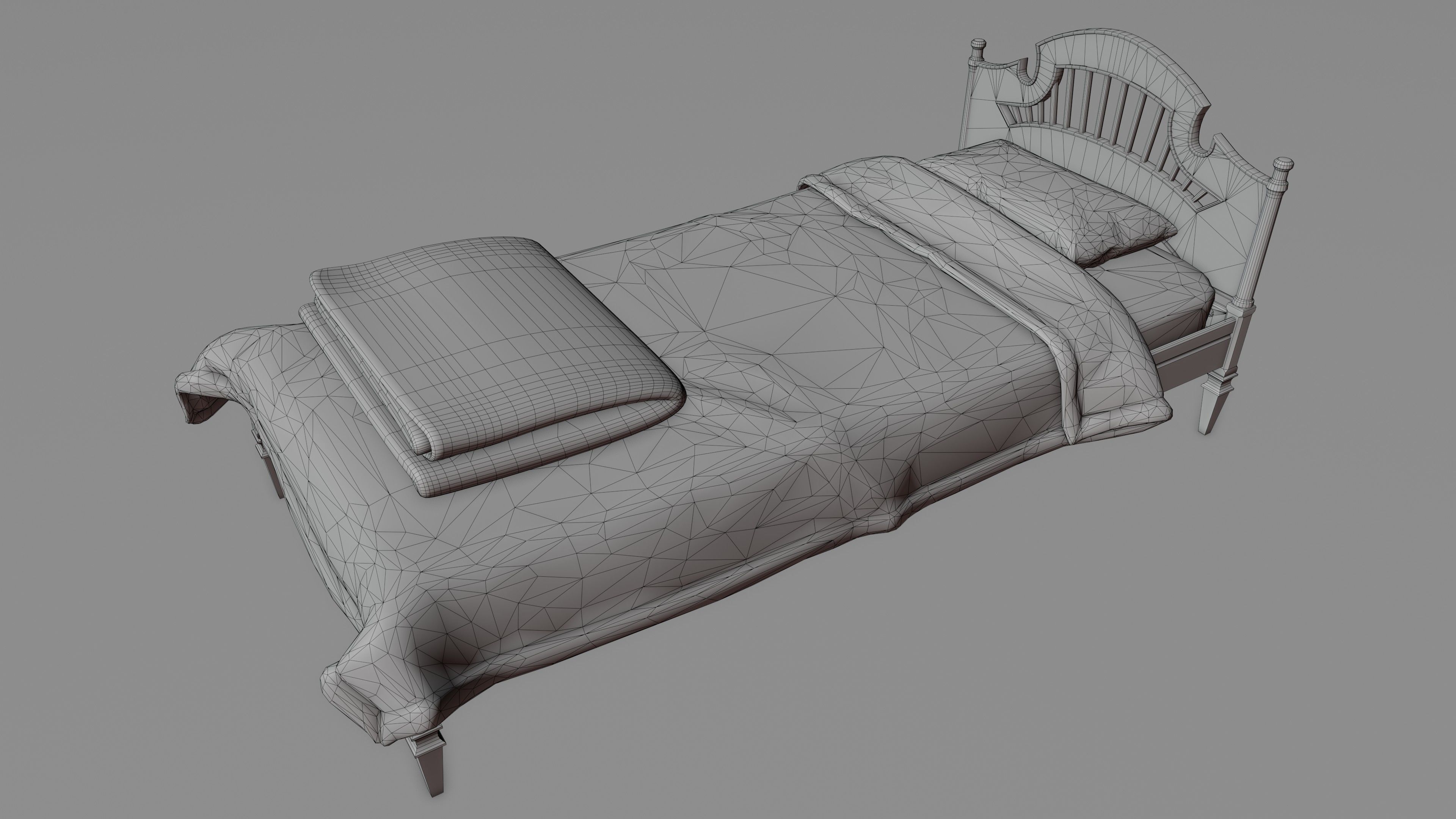 Old Bed Modular Low-poly 3D model_32