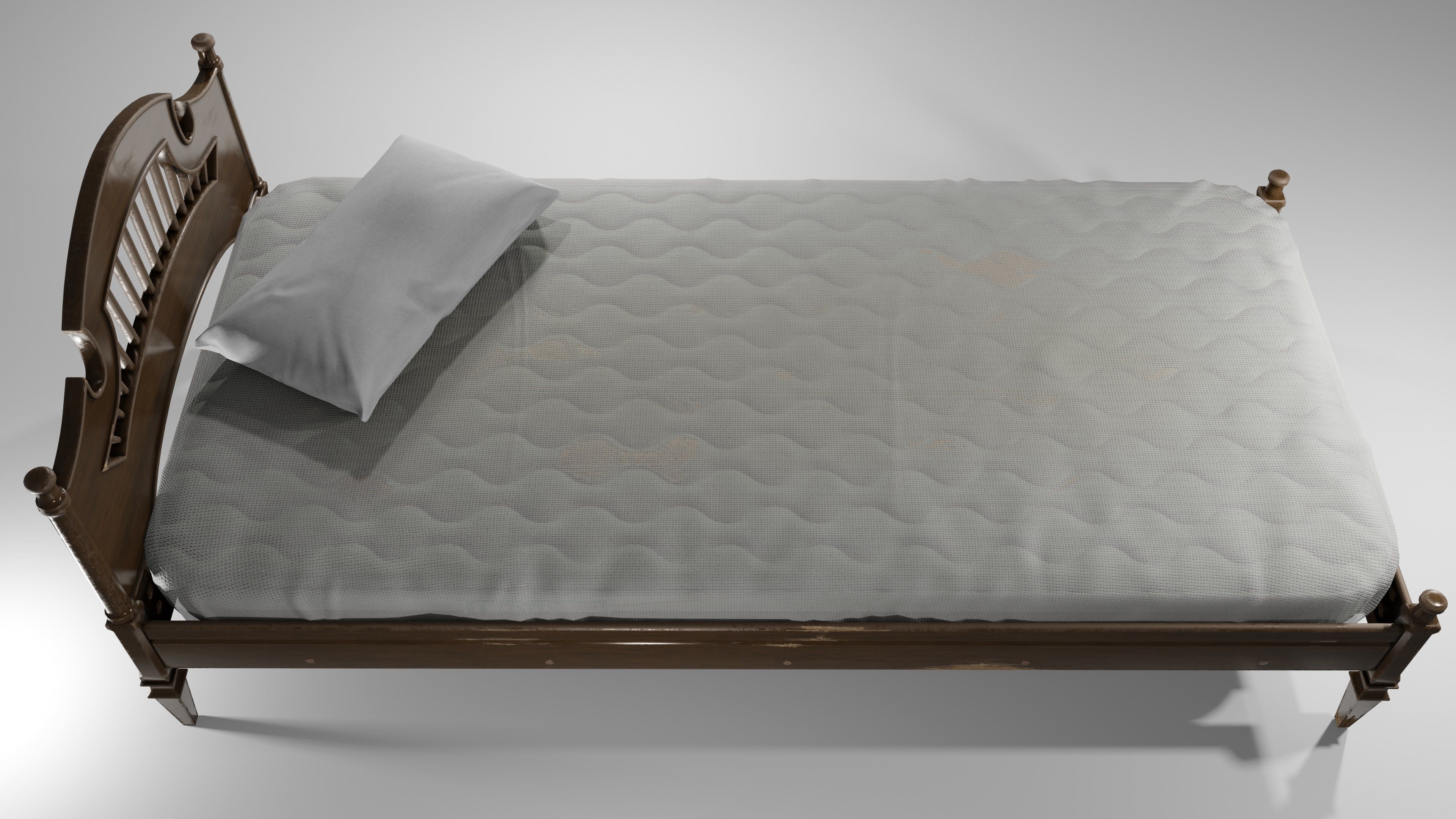 Old Bed Modular Low-poly 3D model_5