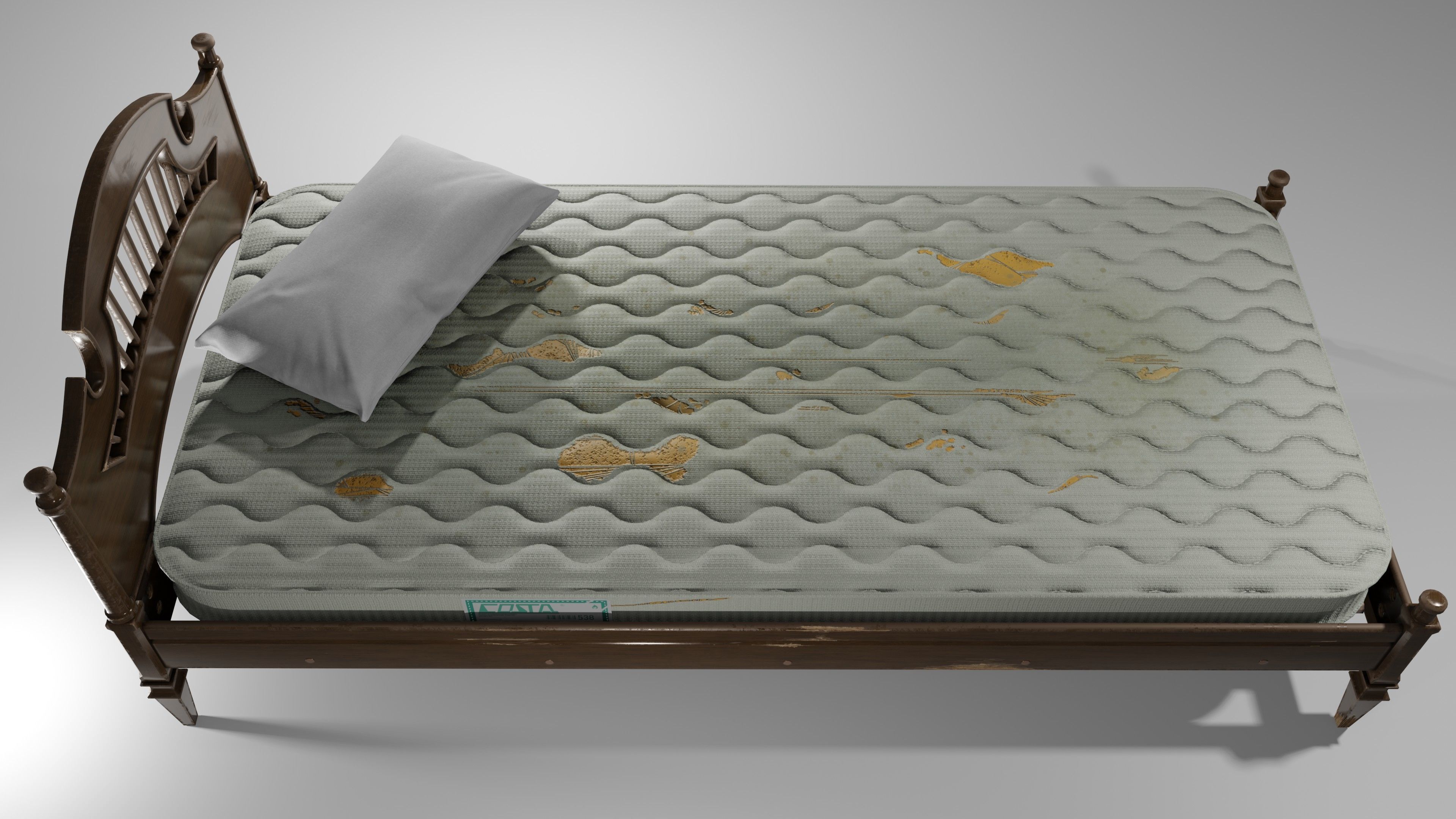 Old Bed Modular Low-poly 3D model_11