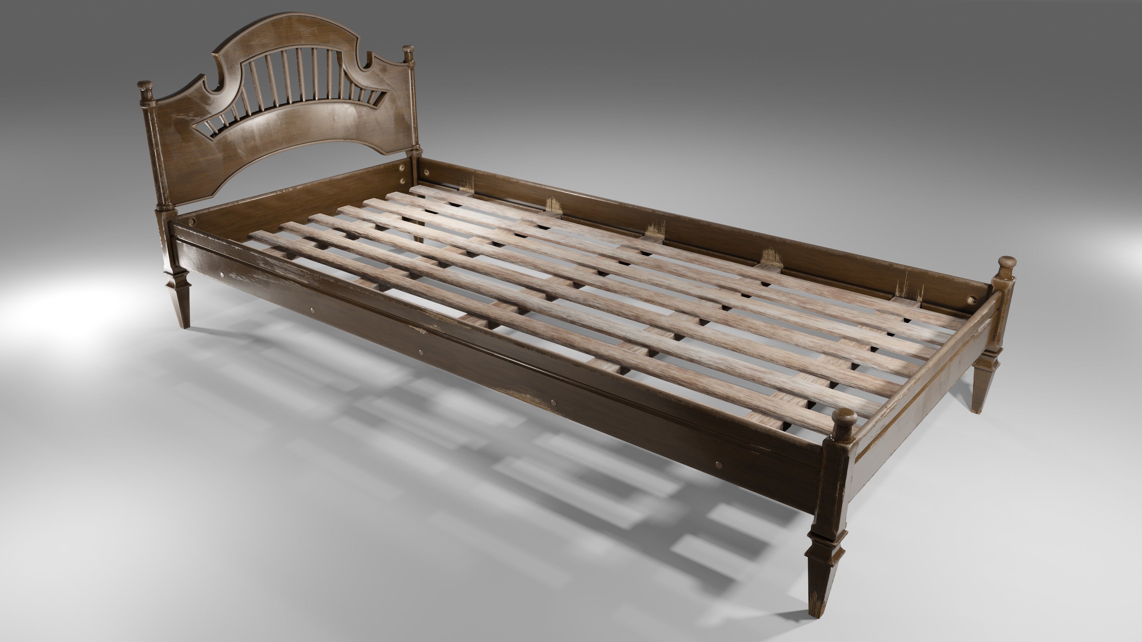 Old Bed Modular Low-poly 3D model_12