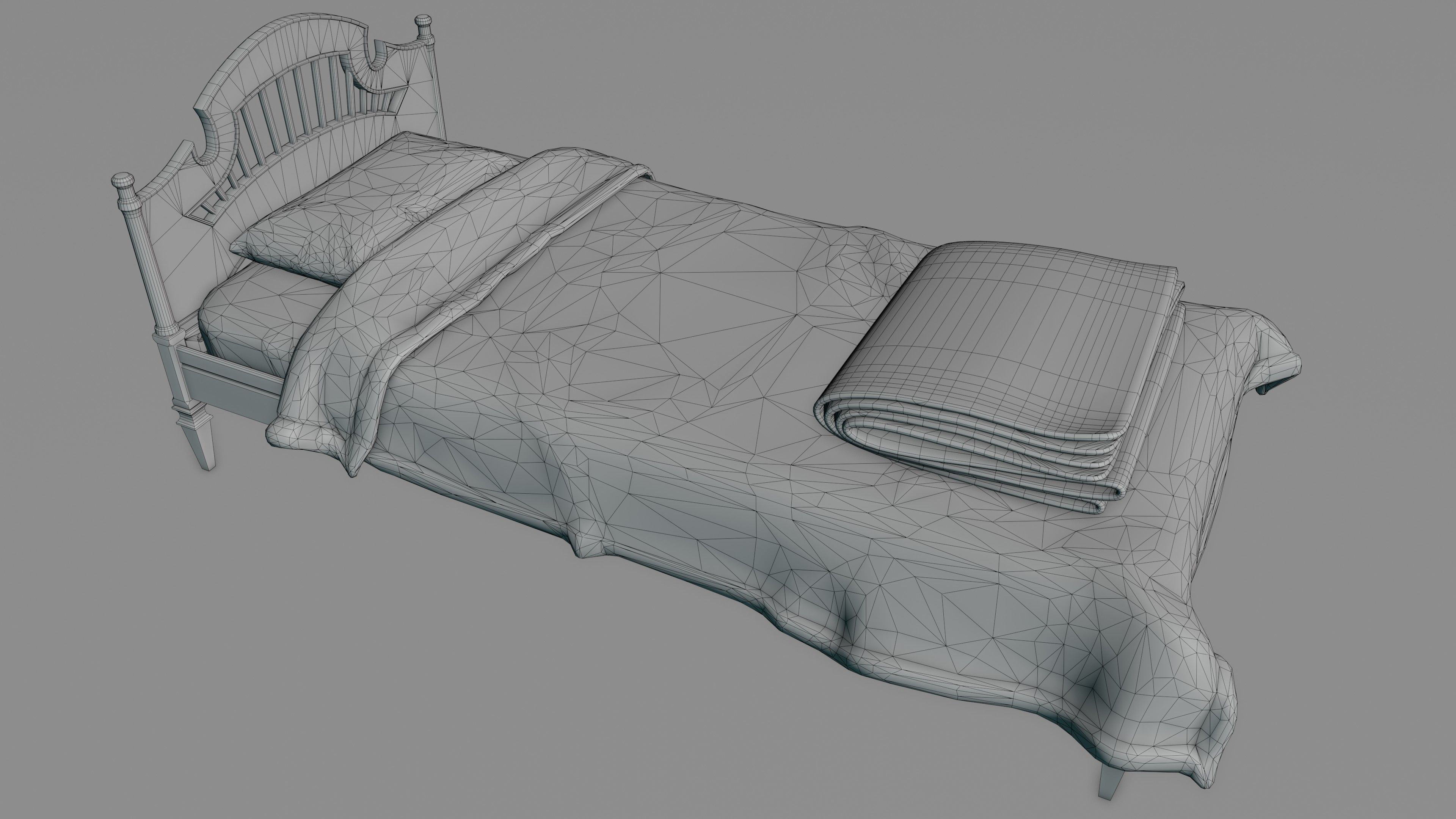 Old Bed Modular Low-poly 3D model_31