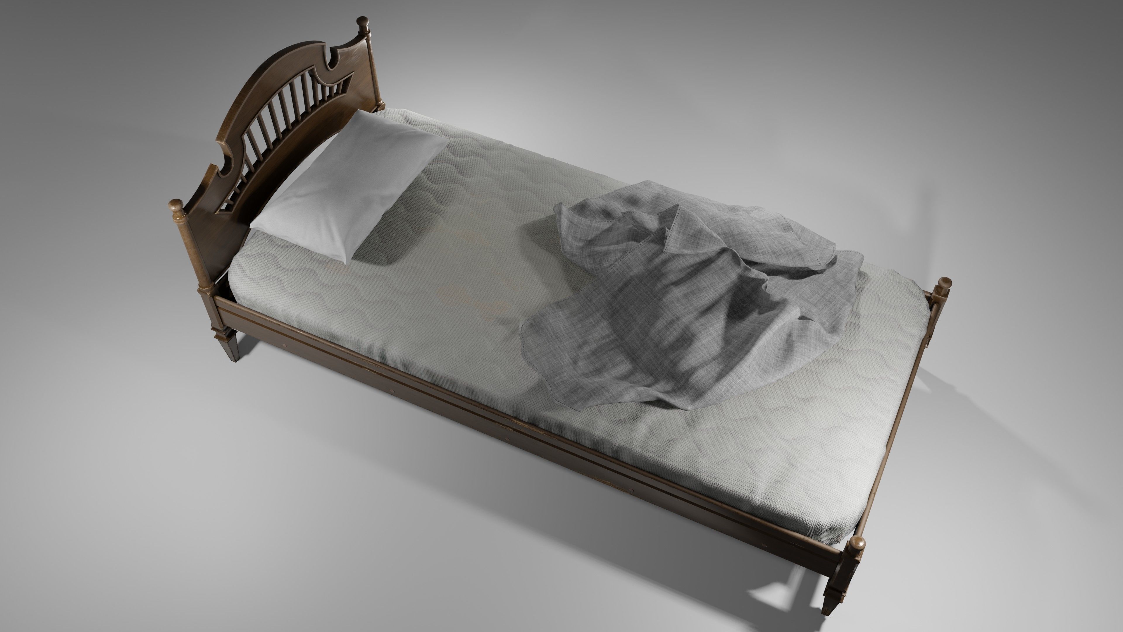 Old Bed Modular Low-poly 3D model_26
