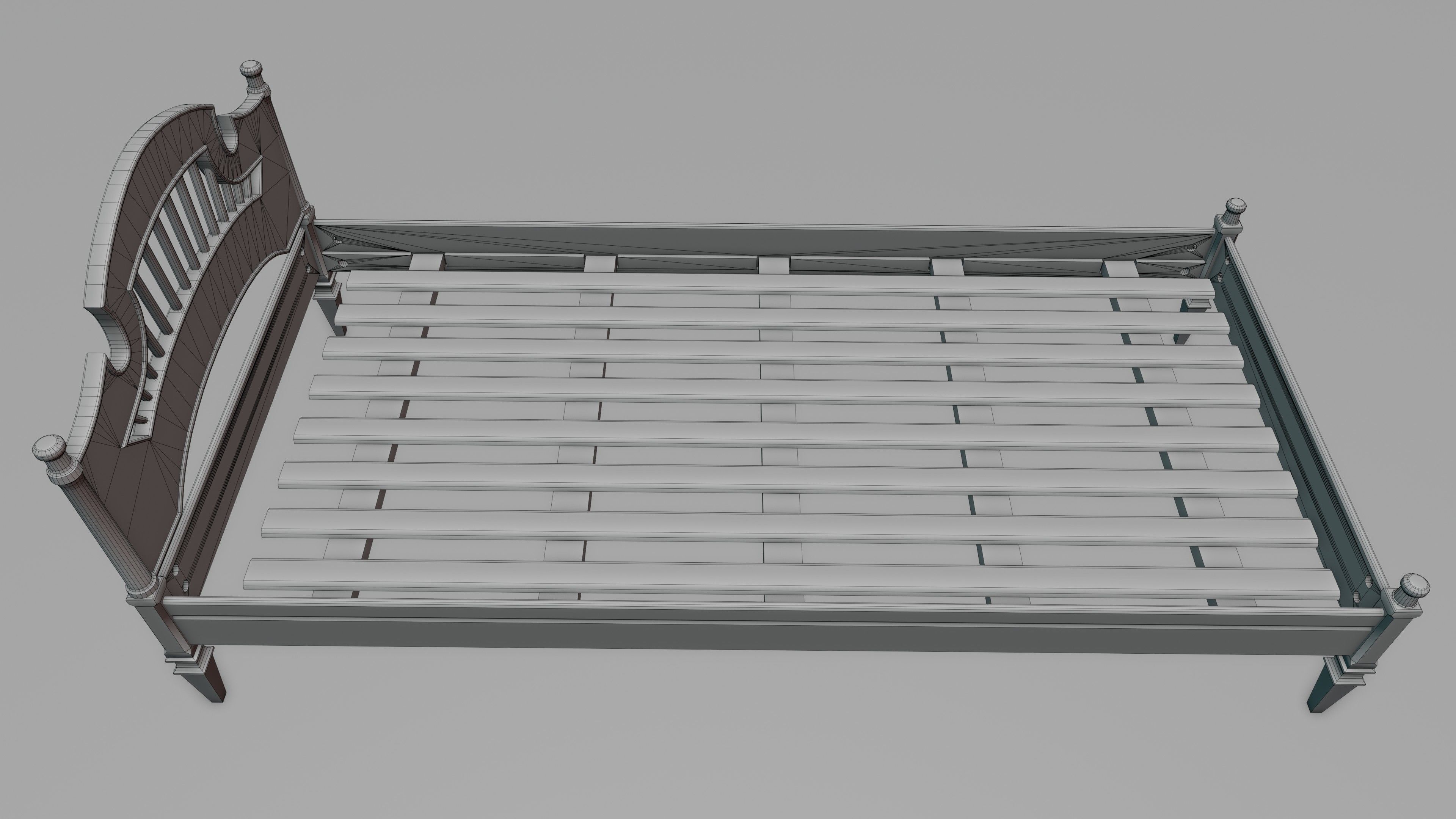 Old Bed Modular Low-poly 3D model_27