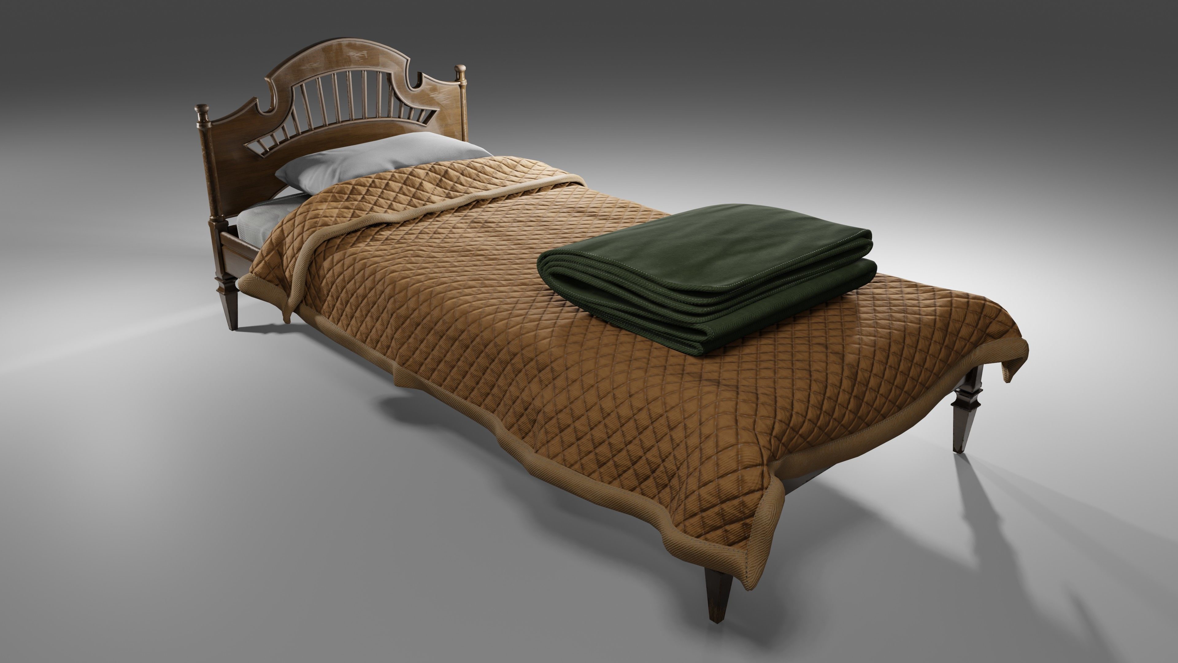 Old Bed Modular Low-poly 3D model_22
