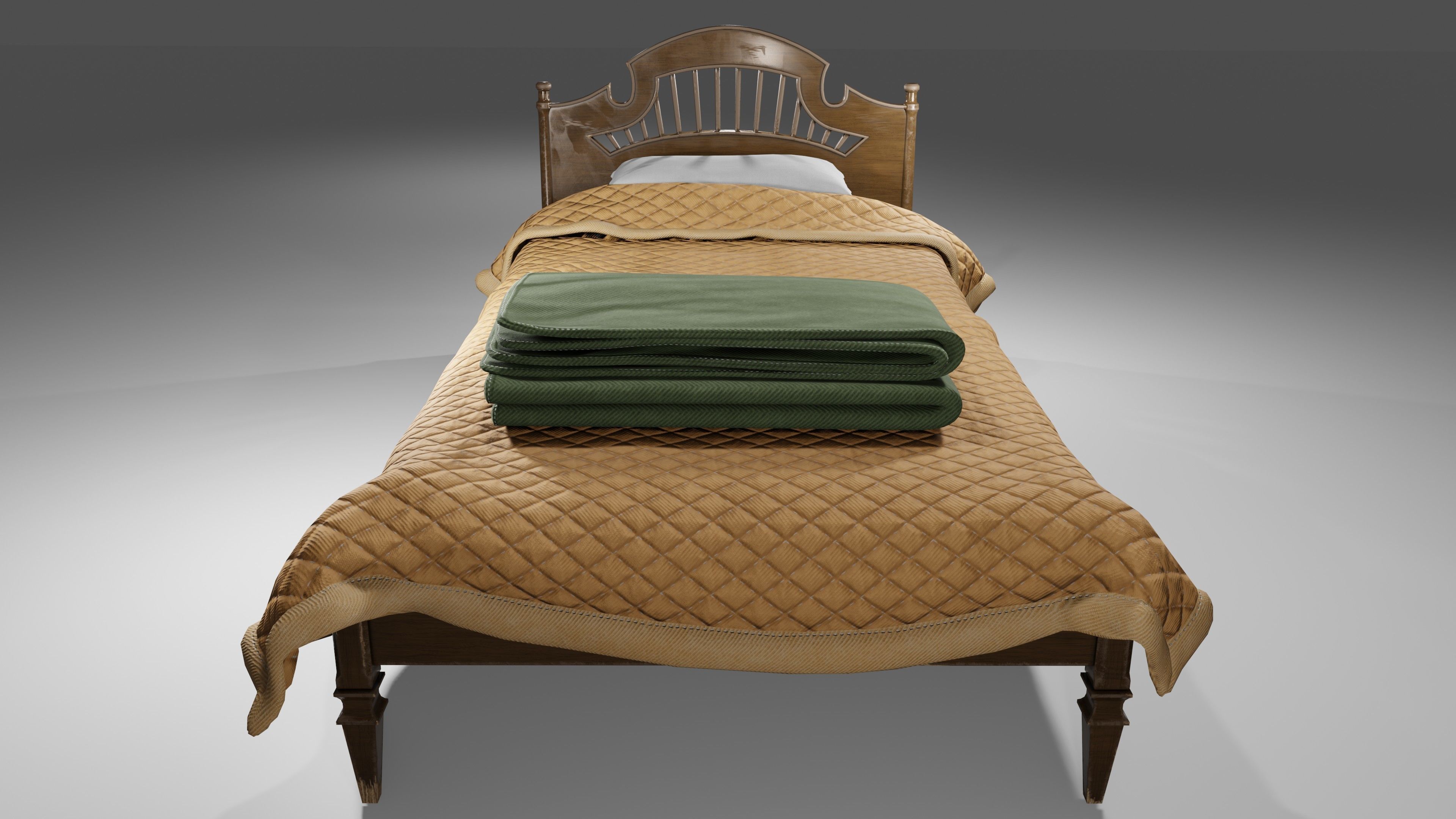 Old Bed Modular Low-poly 3D model_23