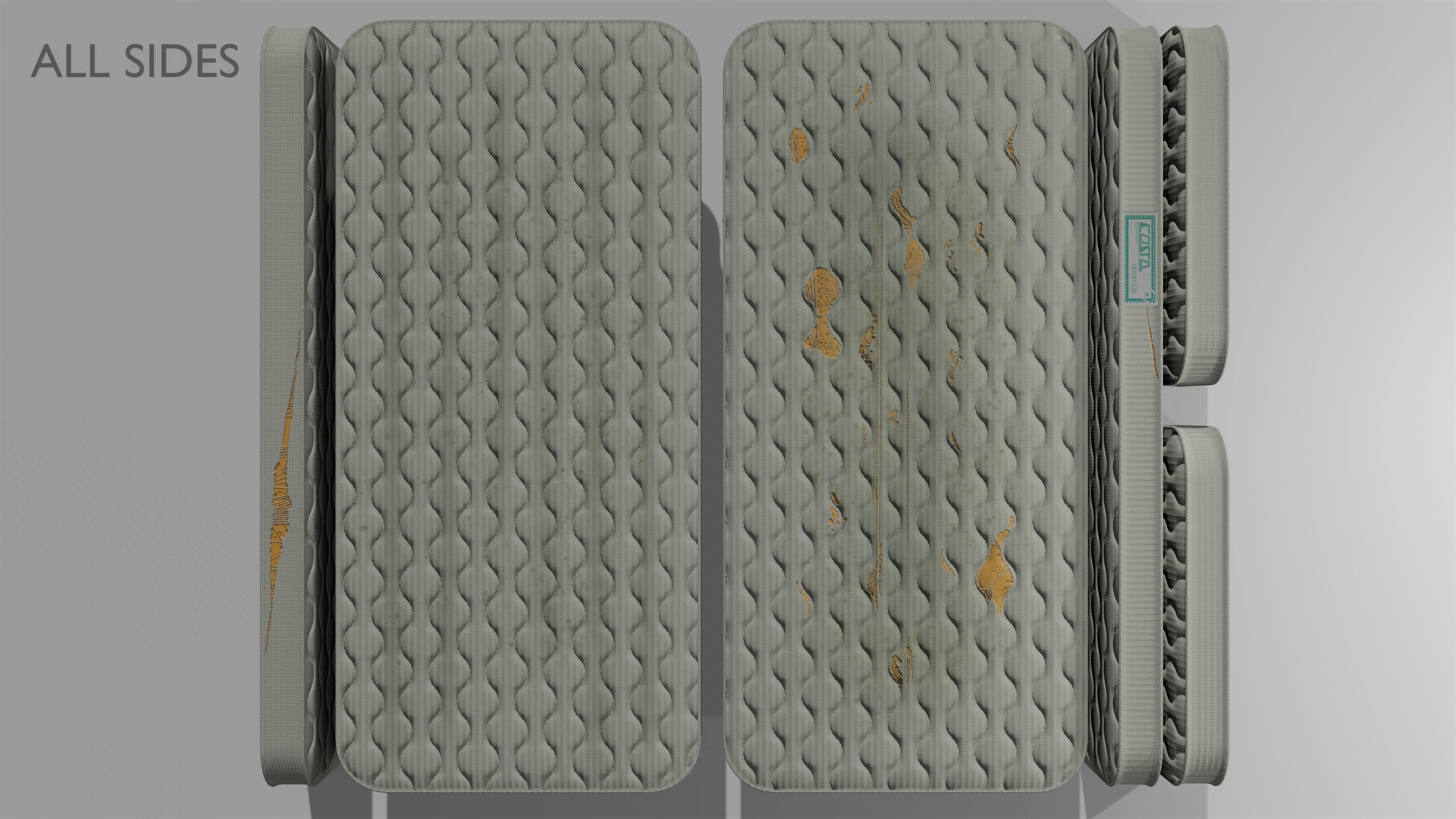 Old Bed Modular Low-poly 3D model_13