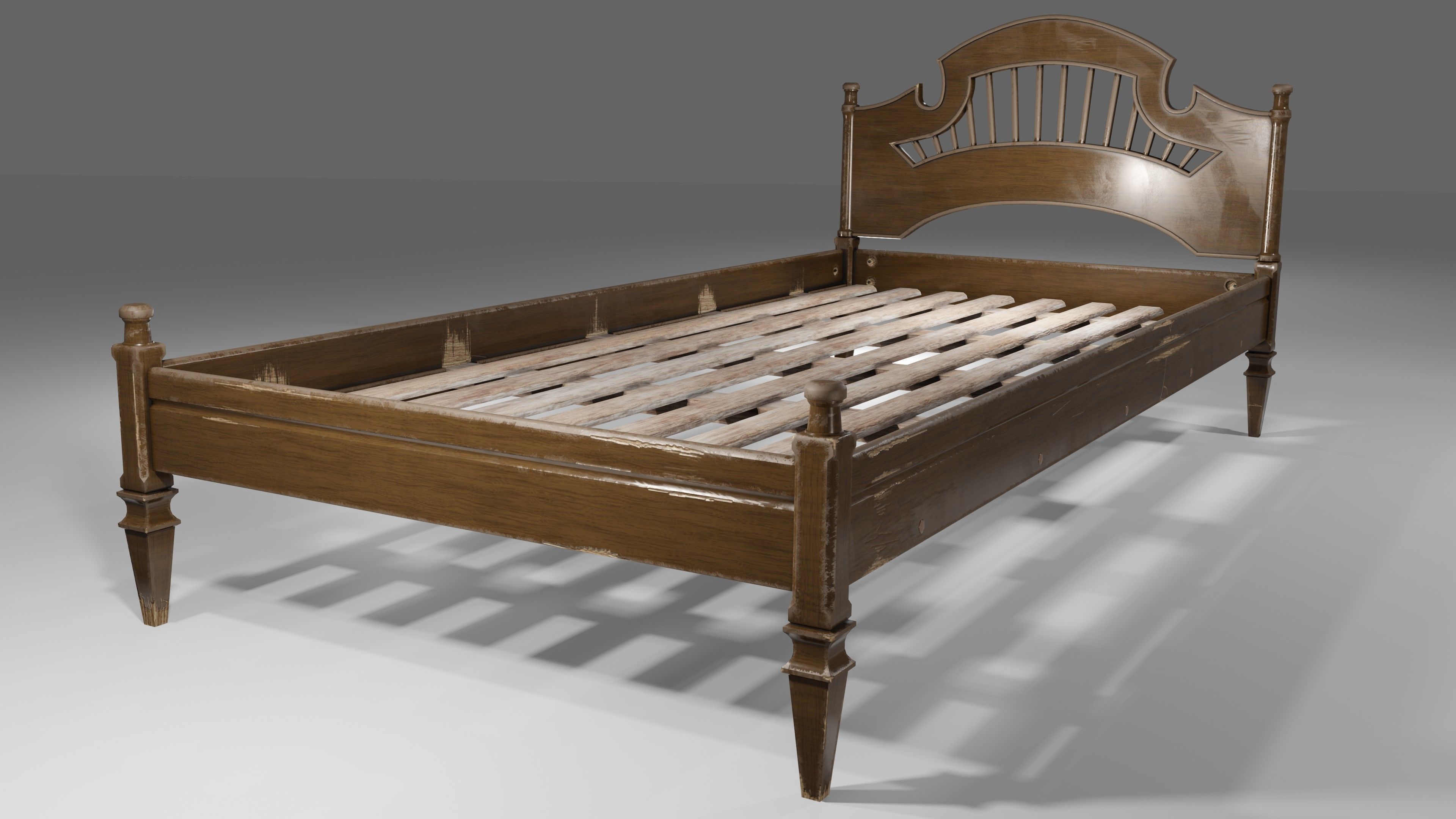 Old Bed Modular Low-poly 3D model_20