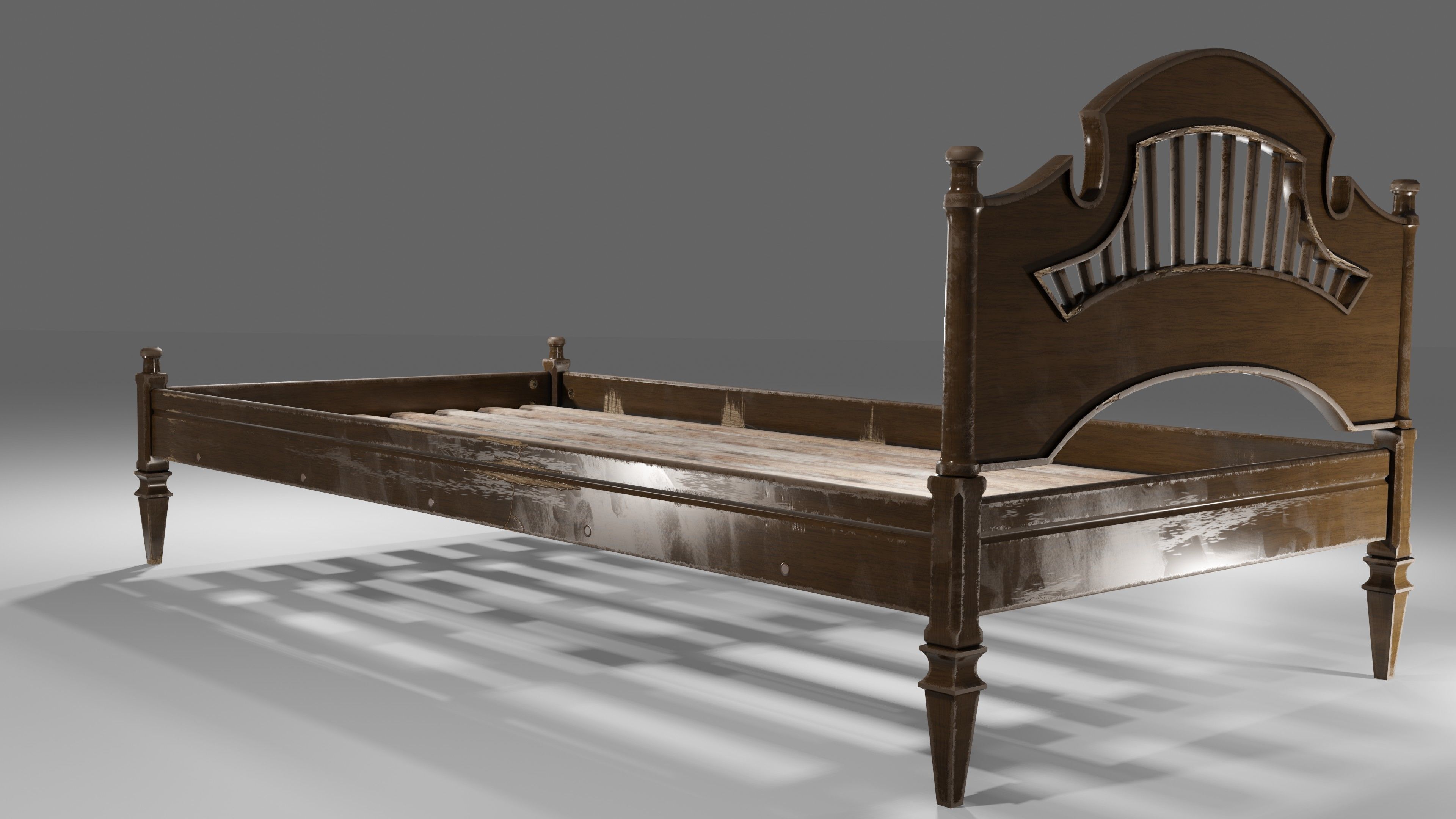 Old Bed Modular Low-poly 3D model_21