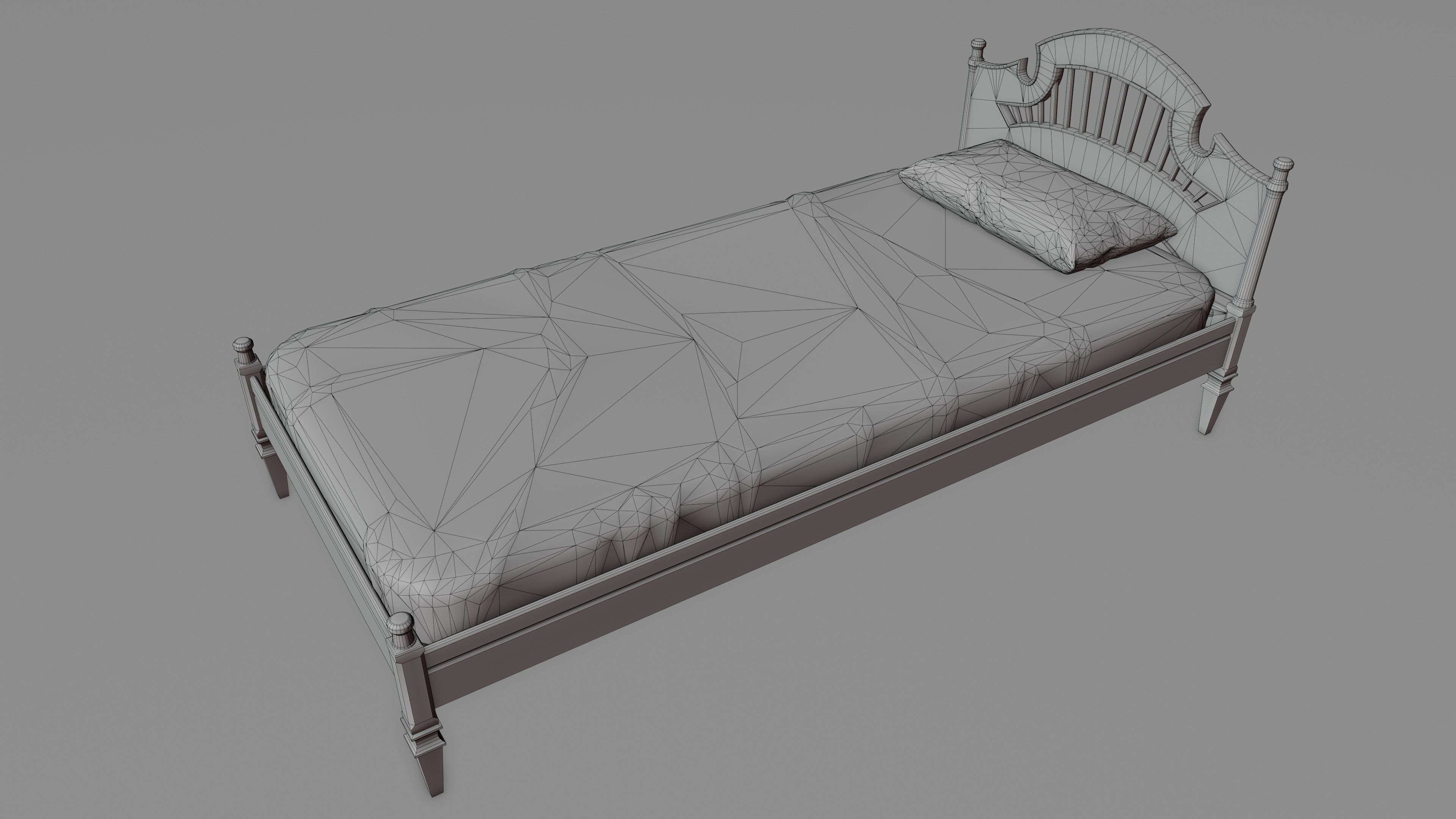 Old Bed Modular Low-poly 3D model_29