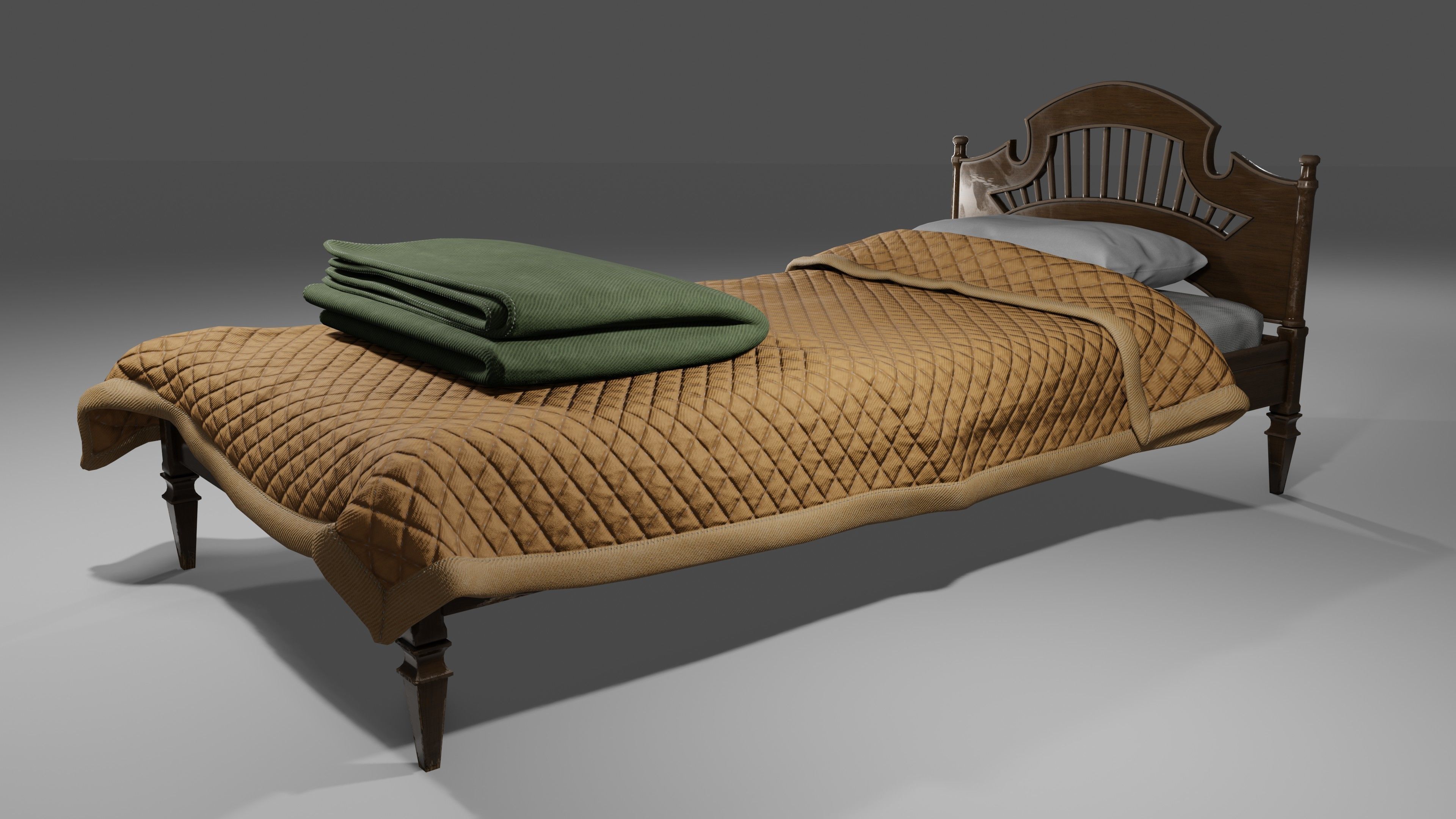 Old Bed Modular Low-poly 3D model_24
