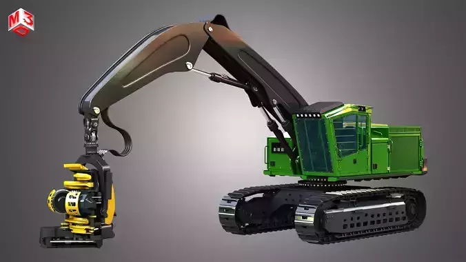953MH Tracked Harvester 3D model