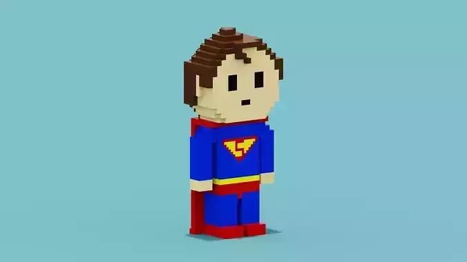 Voxel Superman Low-poly 3D model