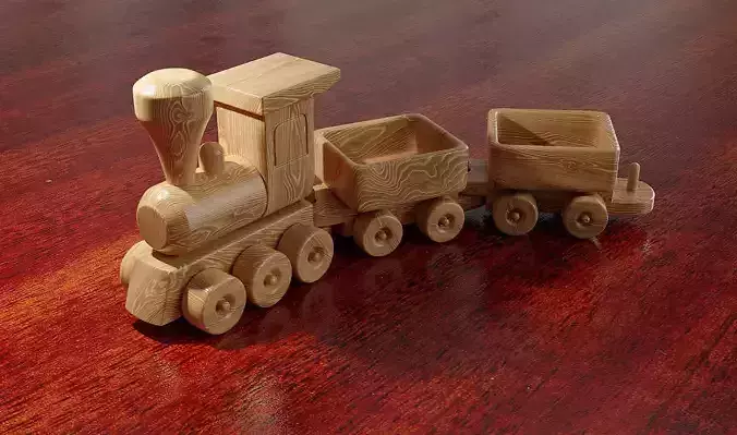 Childrens wooden toy train 3D model