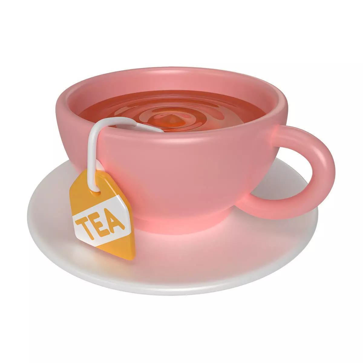 Cartoon Tea Bag in a Cup Low-poly 3D model