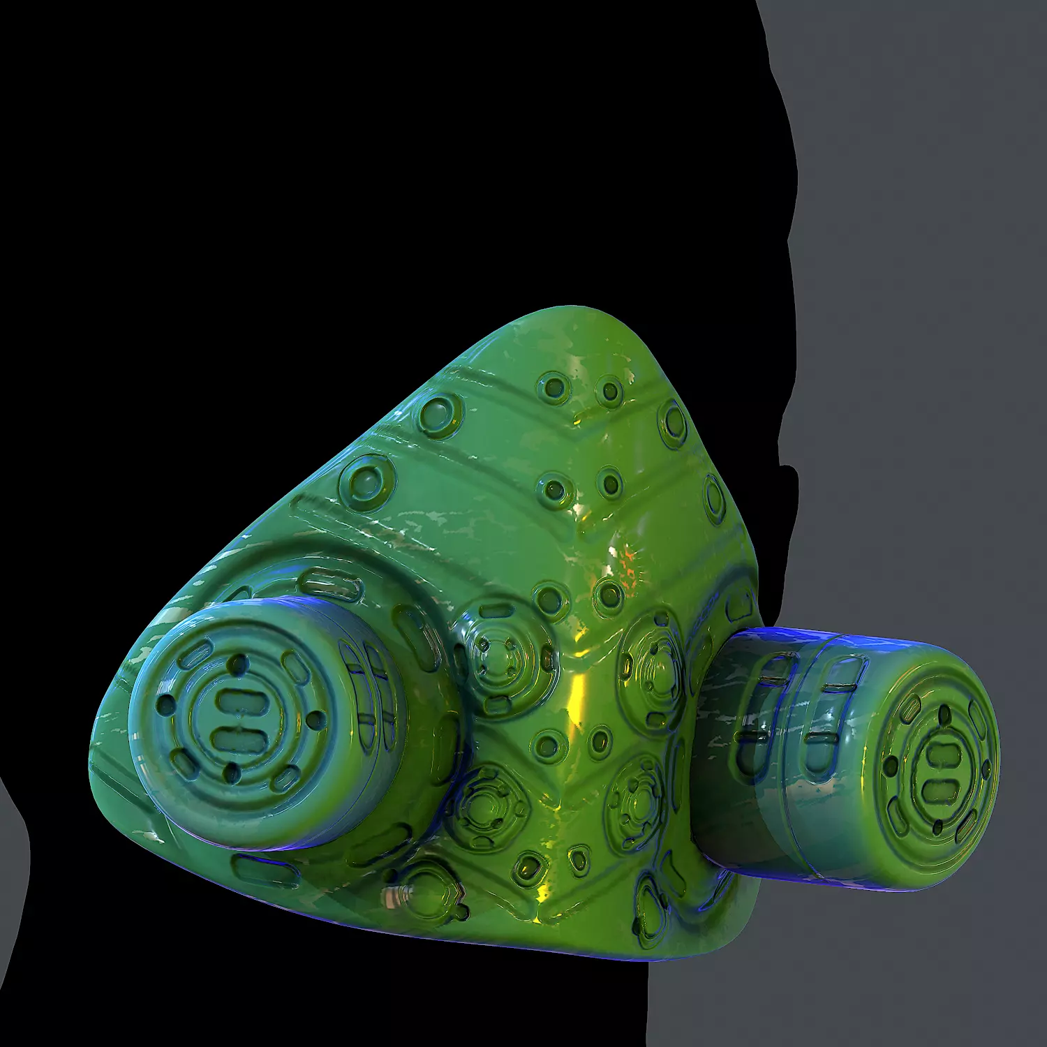 Gas mask helmet 3d model scifi Low-poly Low-poly 3D model Low-poly 3D model_0