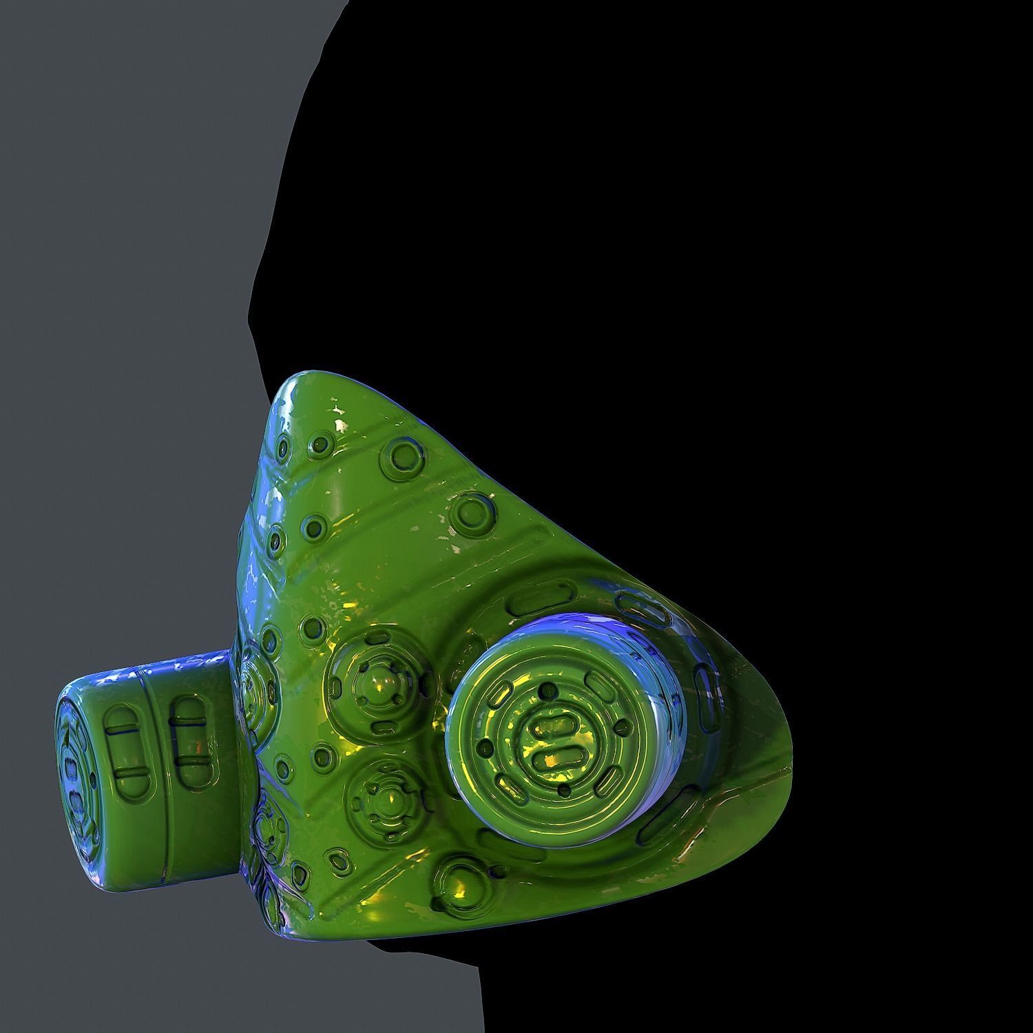 Gas mask helmet 3d model scifi Low-poly Low-poly 3D model Low-poly 3D model_3