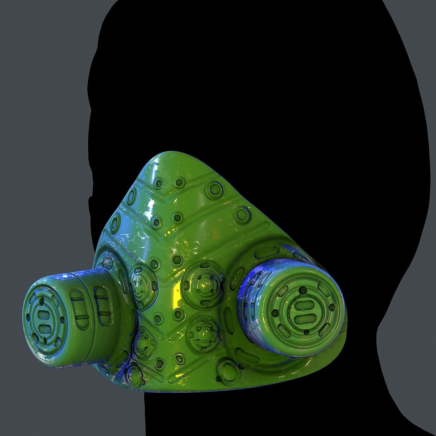 Gas mask helmet 3d model scifi Low-poly Low-poly 3D model Low-poly 3D model_1