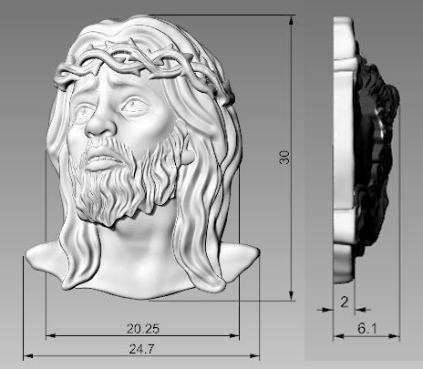 relief the head of Jesus 3d model for 3d printing 3D print model 3D print model_23