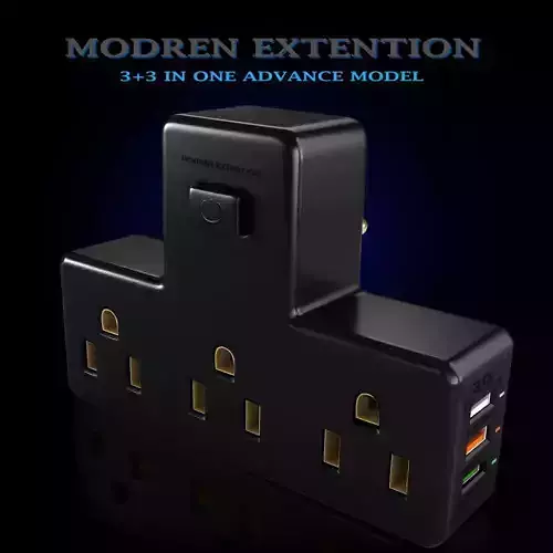 Modern Extension cord high-poly 3D model Low-poly 3D model
