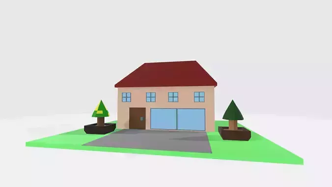 Free house for game low poly 