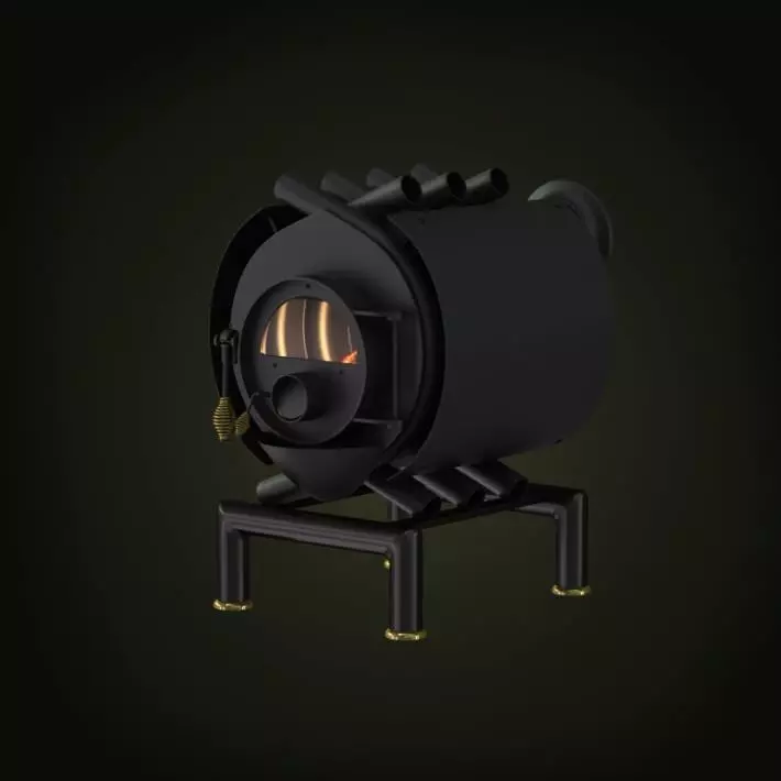 Modern Style Black Fireplace 3D model_0