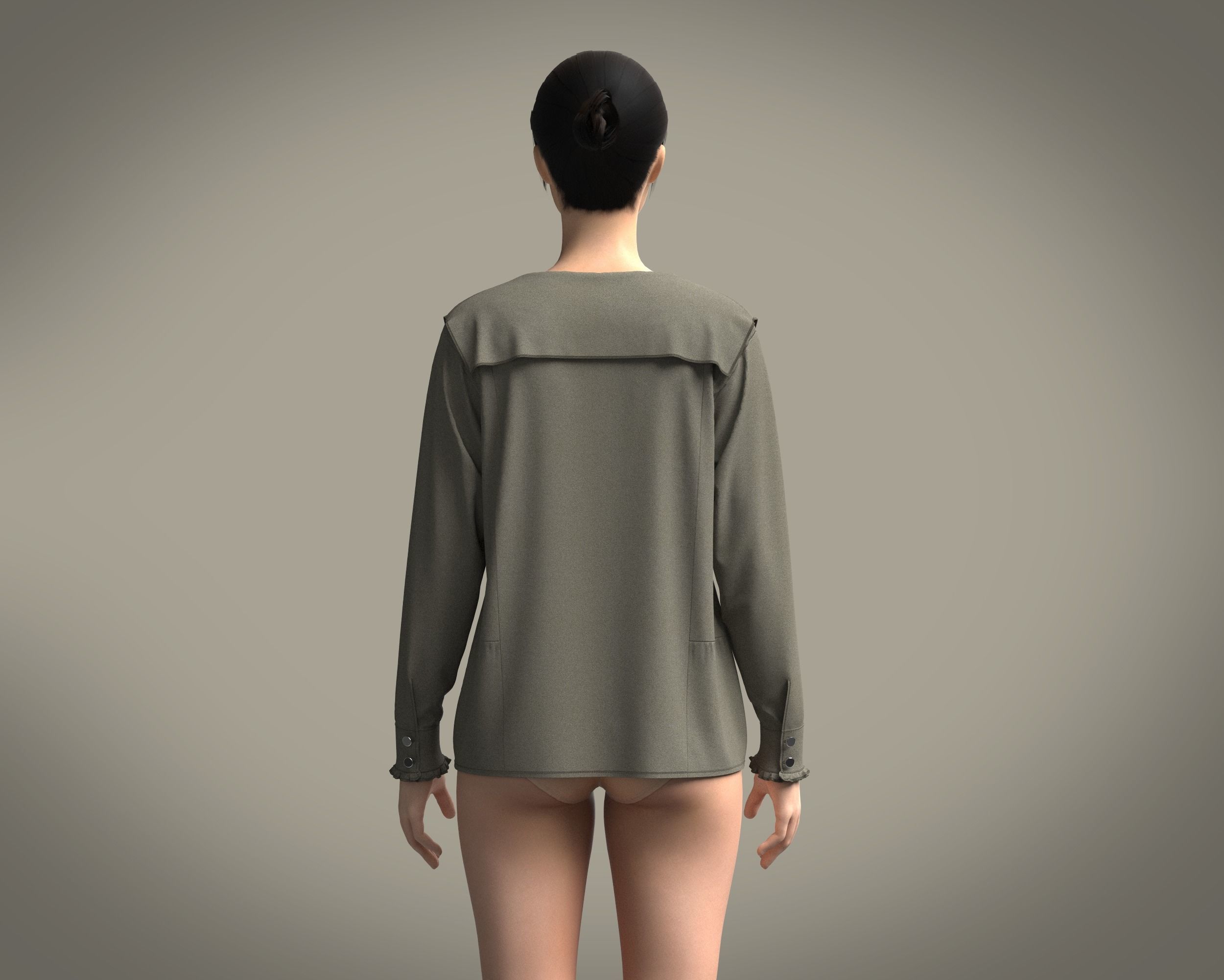 Ladies Long Sleeve Tops 3D model_7